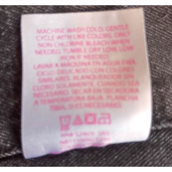 Black Denim Shortalls Women's 15-17 Juniors Faded Back Buckle Belt Loops - Picture 9 of 10